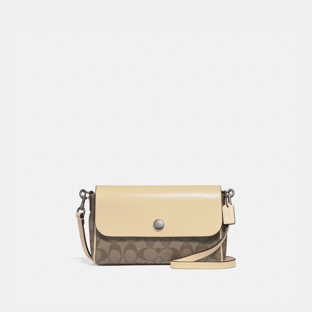 COACH f59534 REVERSIBLE CROSSBODY khaki/vanilla/silver