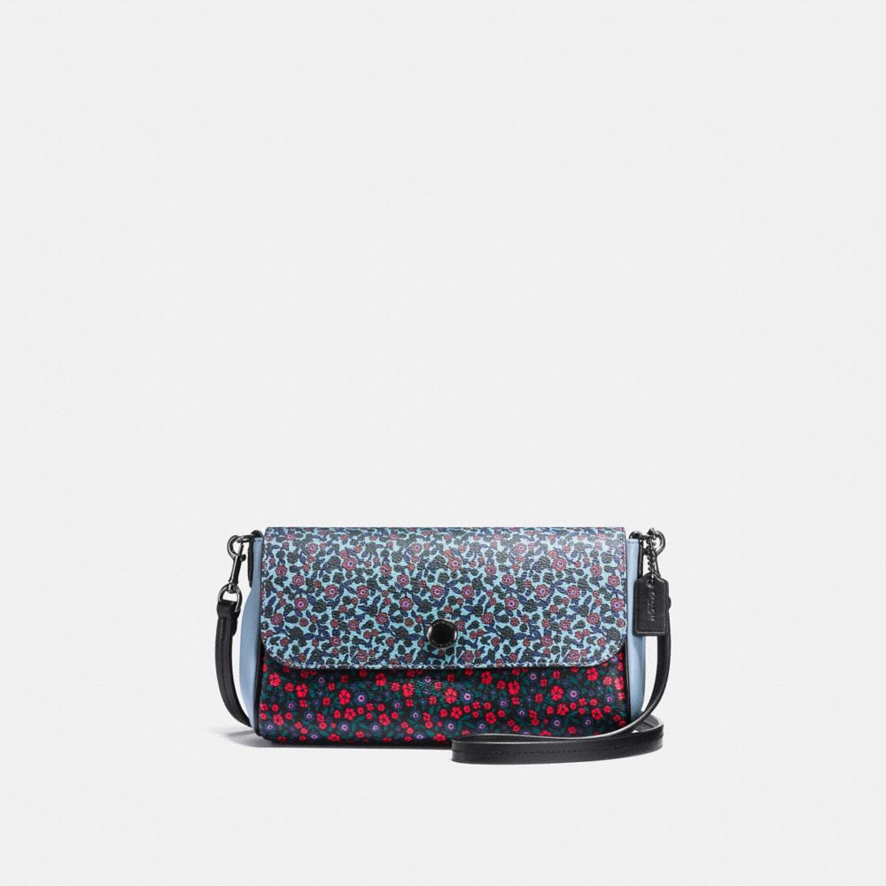REVERSIBLE CROSSBODY IN RANCH FLORAL PRINT COATED CANVAS - BLACK ANTIQUE NICKEL/RED - COACH F59535