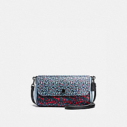 COACH F59535 Reversible Crossbody In Ranch Floral Print Coated Canvas BLACK ANTIQUE NICKEL/RED