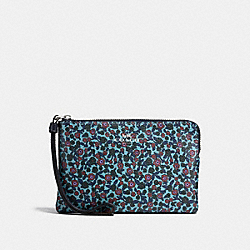 CORNER ZIP WRISTLET IN RANCH FLORAL PRINT COATED CANVAS - COACH f59551 - SILVER/MIST