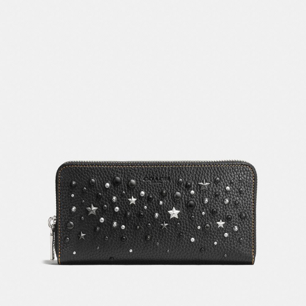 COACH ACCORDION WALLET WITH MIXED STUDS - BLACK - F59720