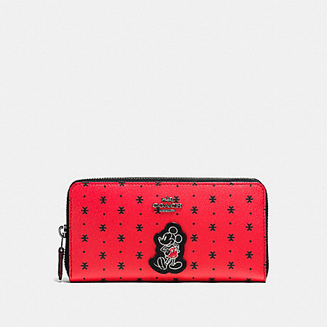 COACH F59728 ACCORDION ZIP WALLET IN PRAIRIE BANDANA PRINT COATED CANVAS WITH MICKEY QB/BRIGHT-RED-BLACK