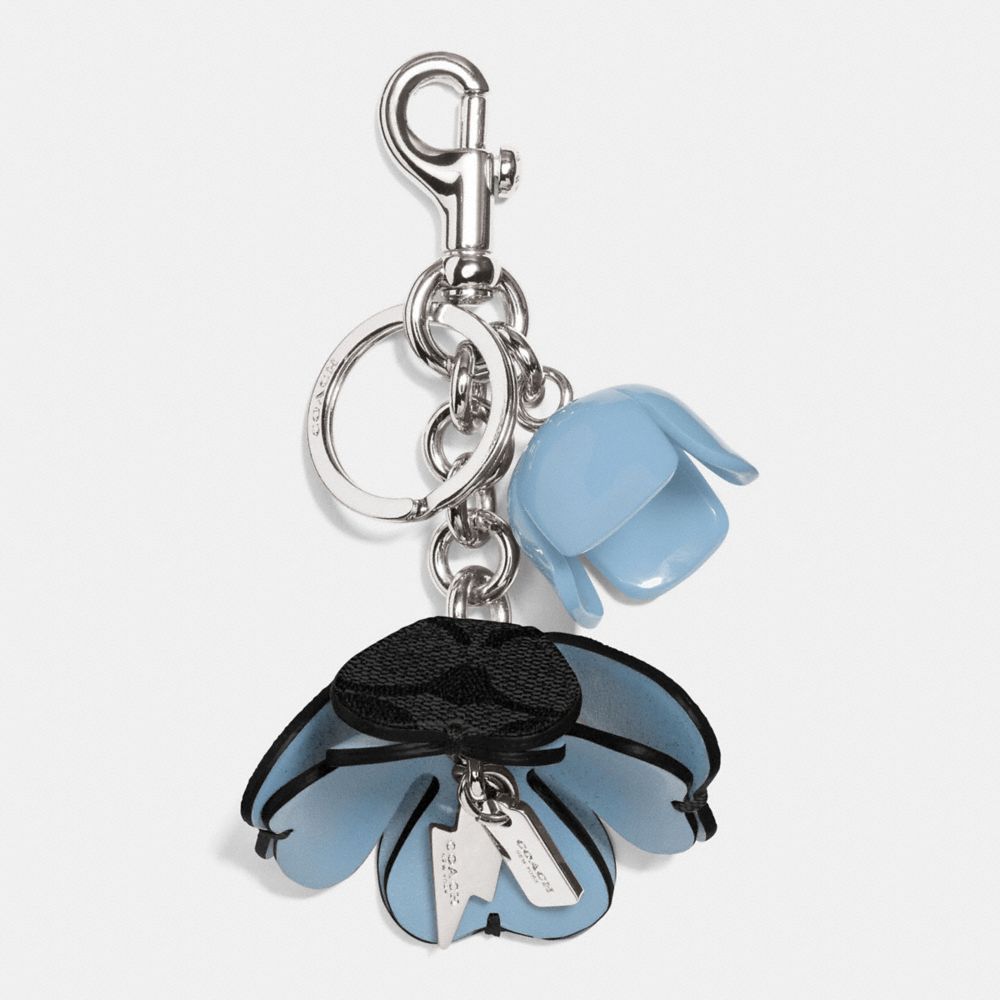 SIGNATURE C TEA ROSE BAG CHARM - BLACK/BLACK - COACH F59742