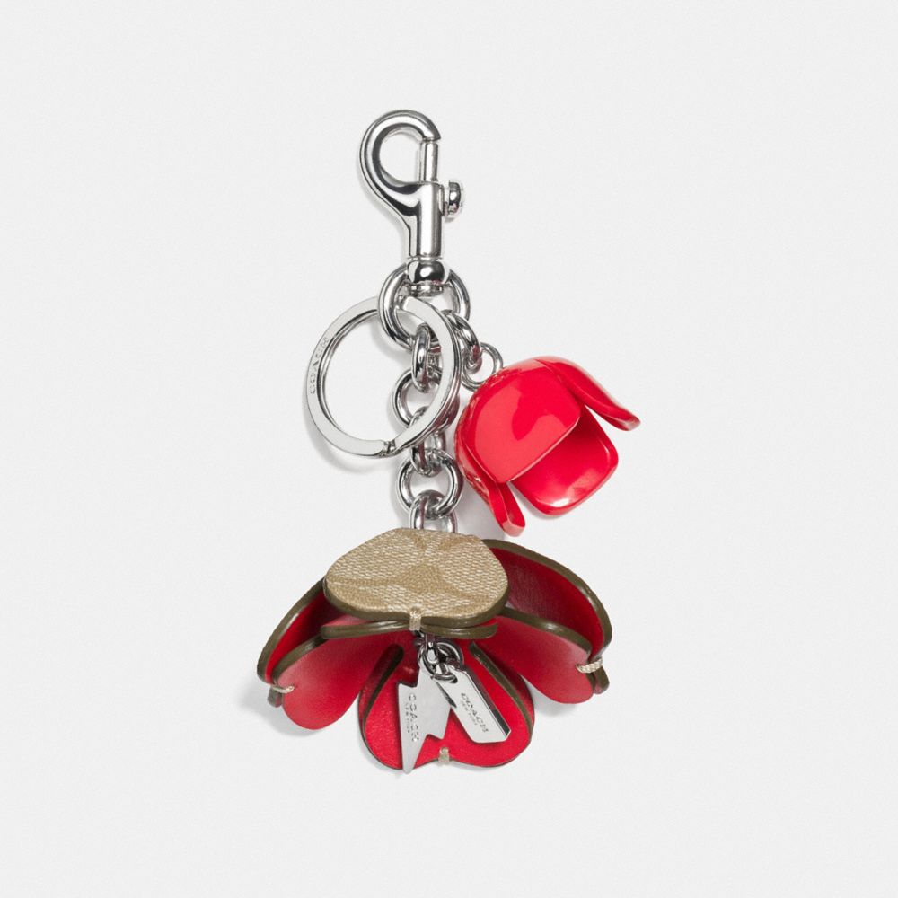 SIGNATURE C TEA ROSE BAG CHARM - f59742 - SILVER/LIGHT KHAKI