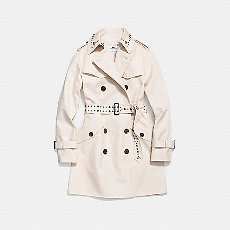 COACH F59779 STUDDED TRENCH COAT CHALK