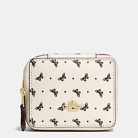 COACH f59785 JEWELRY BOX IN BUTTERFLY DOT PRINT COATED CANVAS IMITATION GOLD/CHALK/BLACK