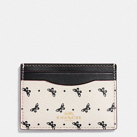 COACH FLAT CARD CASE IN BUTTERFLY DOT PRINT COATED CANVAS - IMITATION GOLD/CHALK/BLACK - f59787