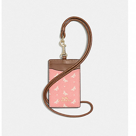 COACH ID LANYARD IN BUTTERFLY DOT PRINT COATED CANVAS - IMITATION GOLD/BLUSH CHALK - f59788
