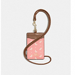 COACH ID LANYARD IN BUTTERFLY DOT PRINT COATED CANVAS - IMITATION GOLD/BLUSH CHALK - F59788