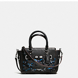 COACH F59810 Mini Blake Carryall In Pebble Leather With All Over Butterfly Applique SILVER/BLACK