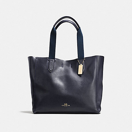 COACH LARGE DERBY TOTE IN PEBBLE LEATHER - IMITATION GOLD/MIDNIGHT - f59818
