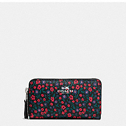 SMALL DOUBLE ZIP COIN CASE IN RANCH FLORAL PRINT MIX COATED CANVAS - SILVER/MULTI - COACH F59833