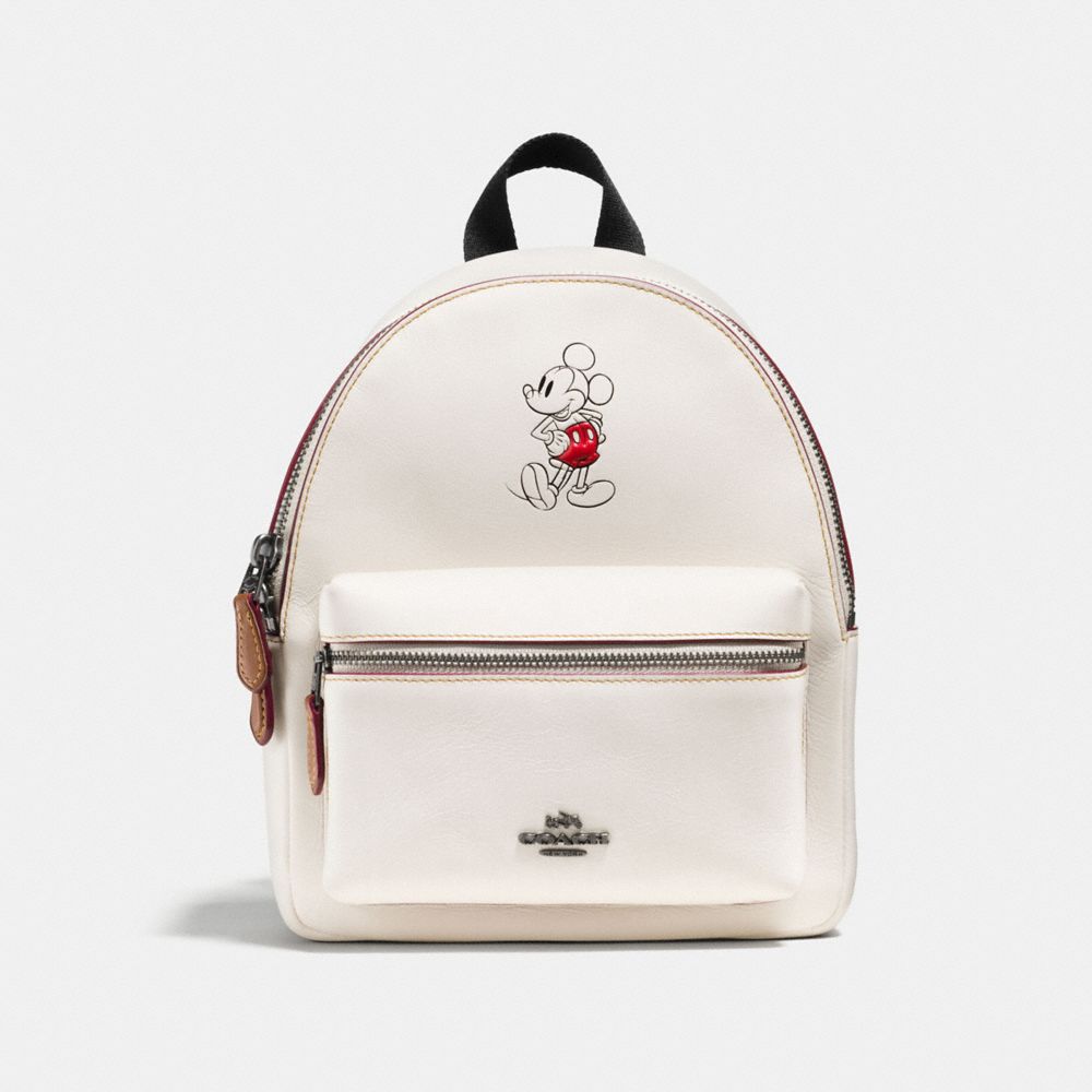 COACH F59837 - MINI CHARLIE BACKPACK IN GLOVE CALF LEATHER WITH MICKEY BLACK ANTIQUE NICKEL/CHALK