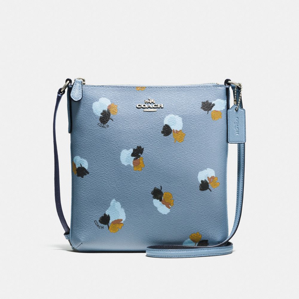 COACH NORTH/SOUTH CROSSBODY IN FIELD FLORA PRINT COATED CANVAS - SILVER/CORNFLOWER - f59848