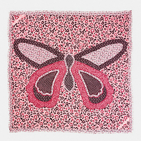 COACH BUTTERFLY PATCHWORK OVERSIZED SQUARE SCARF - BLUSH/MULTI - f59850