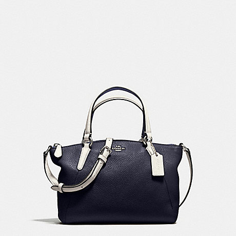 COACH MINI KELSEY SATCHEL IN REFINED NATURAL PEBBLE LEATHER - SILVER/MIDNIGHT - f59853