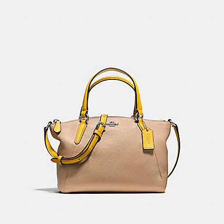 COACH f59853 MINI KELSEY SATCHEL IN REFINED NATURAL PEBBLE LEATHER SILVER/BEECHWOOD