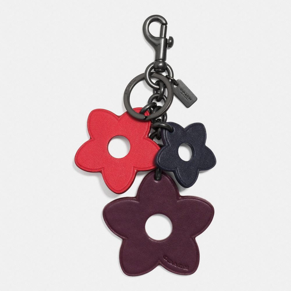 COACH F59865 Flower Mix Bag Charm BLACK/RED