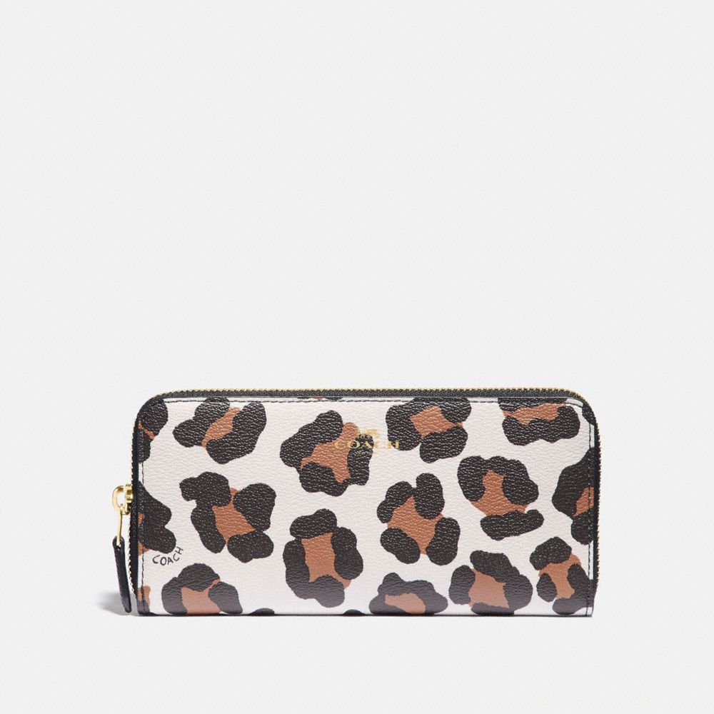 COACH F59885 - SLIM ACCORDION ZIP WALLET WITH OCELOT PRINT IM/CHALK MULTI