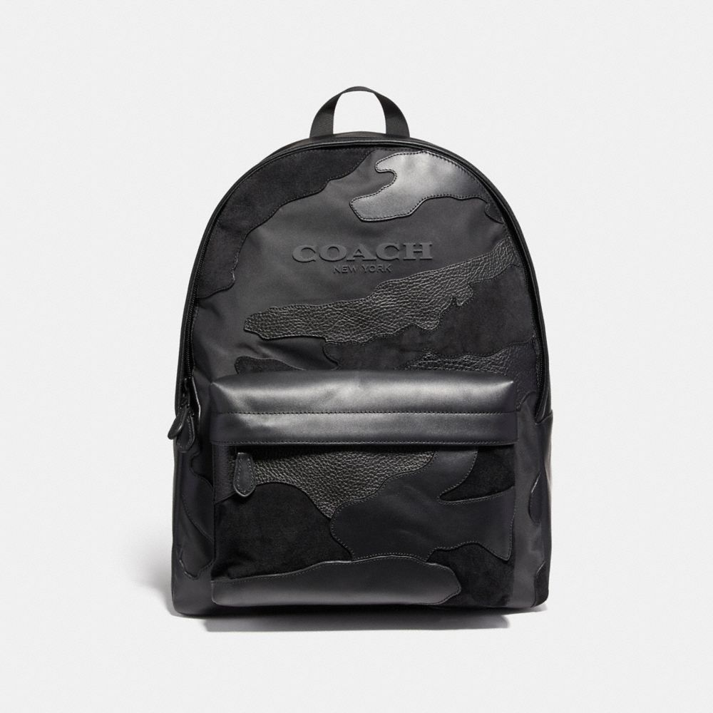 CHARLES BACKPACK IN BLACKOUT MIXED MATERIALS - COACH f59935 -  MATTE BLACK/BLACK