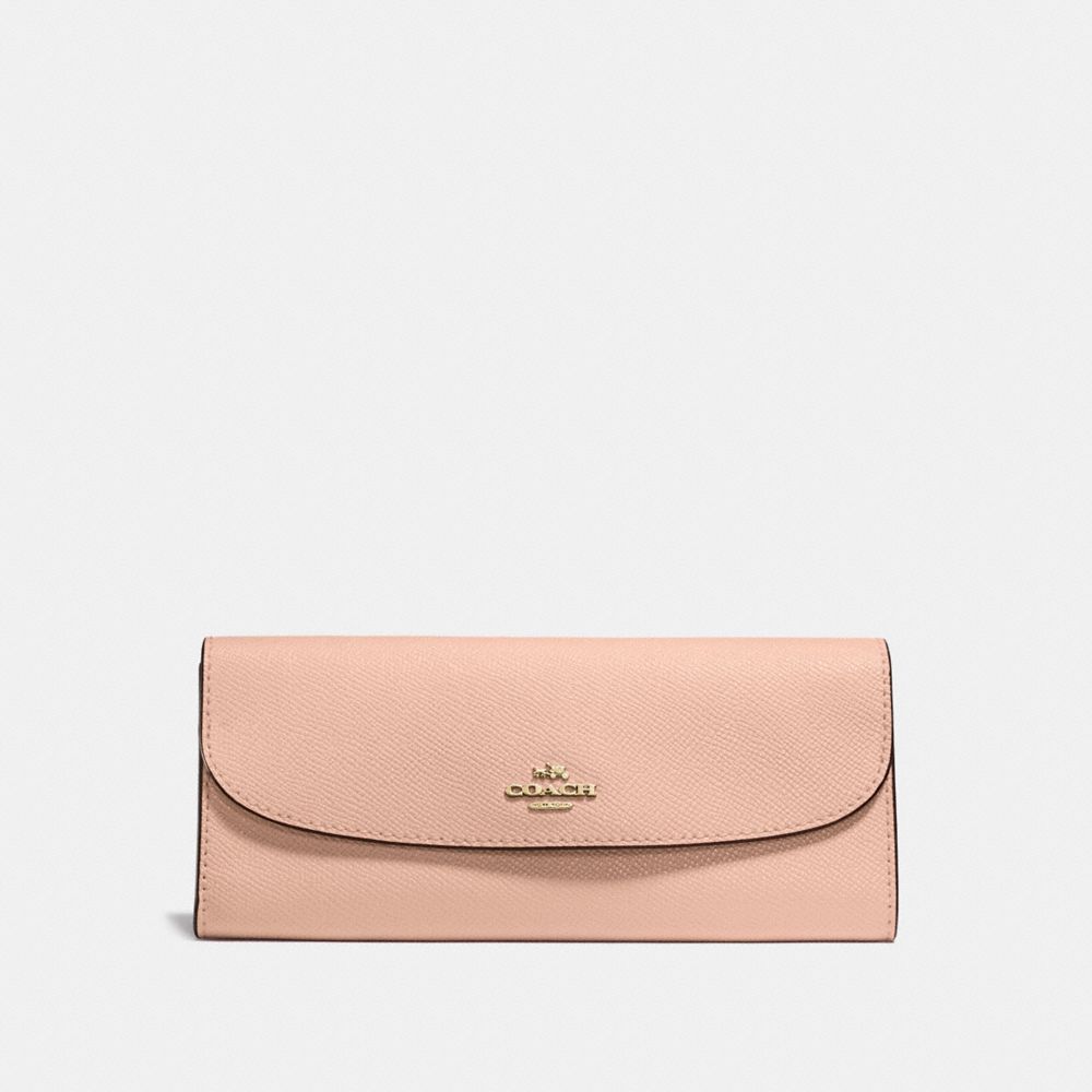 COACH F59949 Soft Wallet In Crossgrain Leather IMITATION GOLD/NUDE PINK
