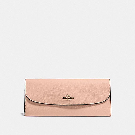 COACH F59949 SOFT WALLET IN CROSSGRAIN LEATHER IMITATION-GOLD/NUDE-PINK