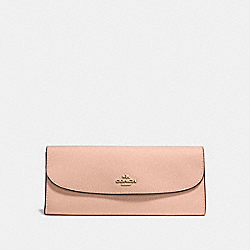 SOFT WALLET IN CROSSGRAIN LEATHER - COACH f59949 - IMITATION GOLD/NUDE PINK