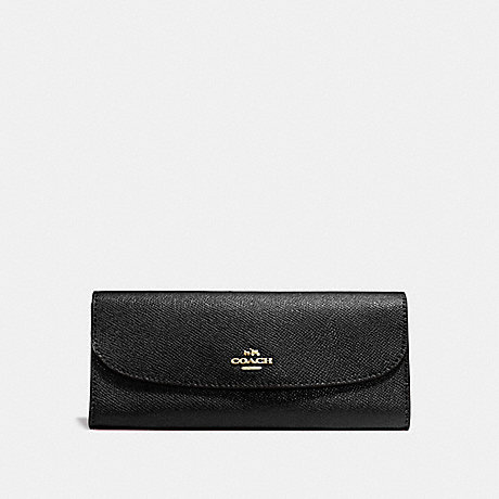 COACH SOFT WALLET IN CROSSGRAIN LEATHER - IMITATION GOLD/BLACK - f59949