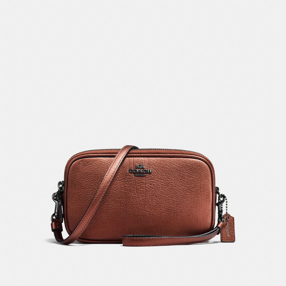 COACH CROSSBODY CLUTCH - MATTE BLACK/METALLIC RUST - f59952