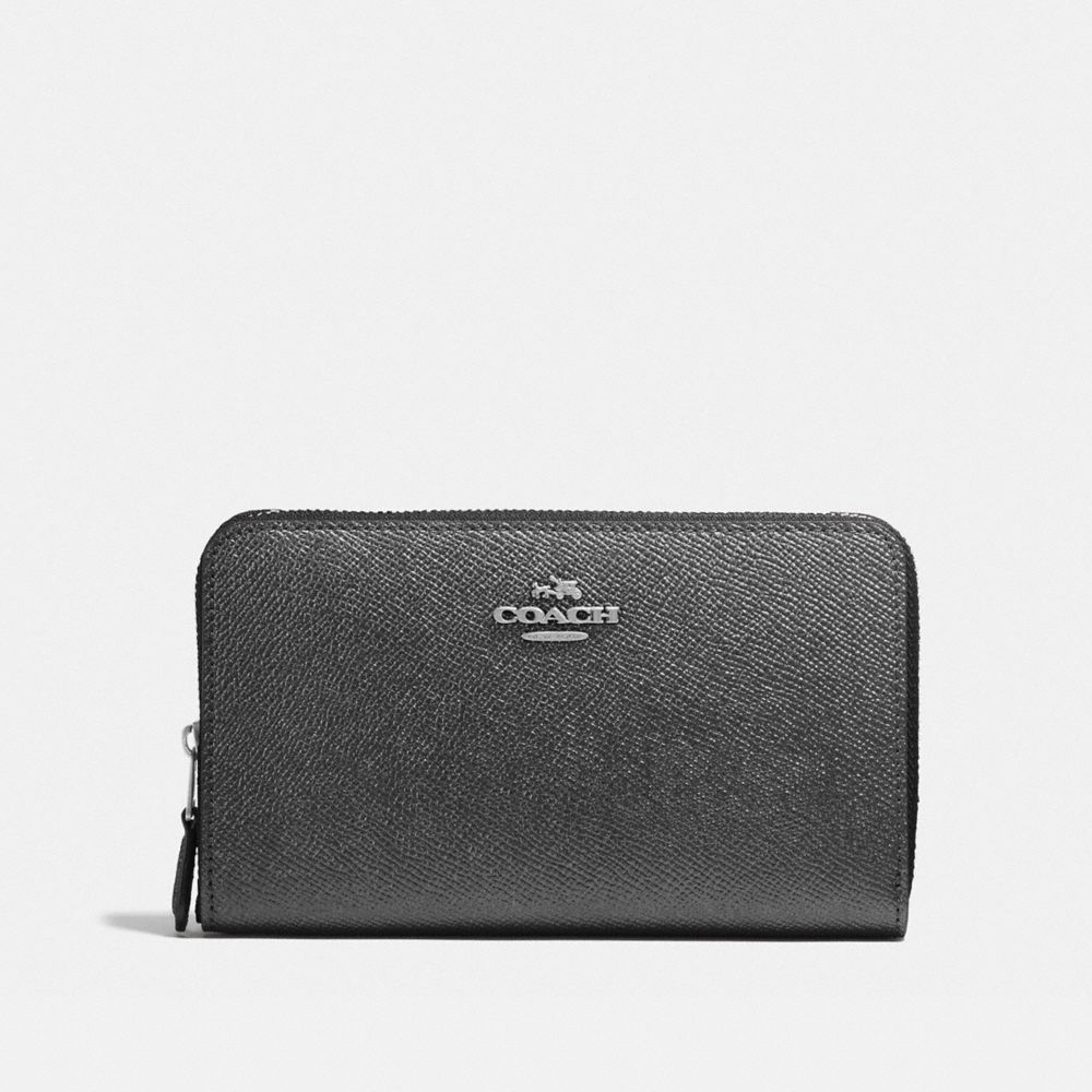 COACH MEDIUM ZIP AROUND WALLET - METALLIC GRAPHITE/SILVER - F59968