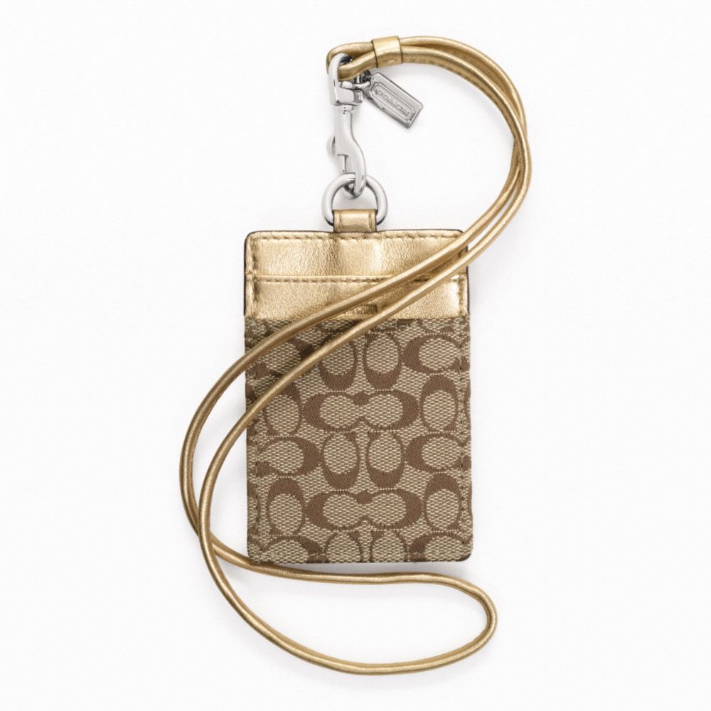 LANYARD ID CASE IN SIGNATURE - f60357 - SILVER/KHAKI/METALLIC