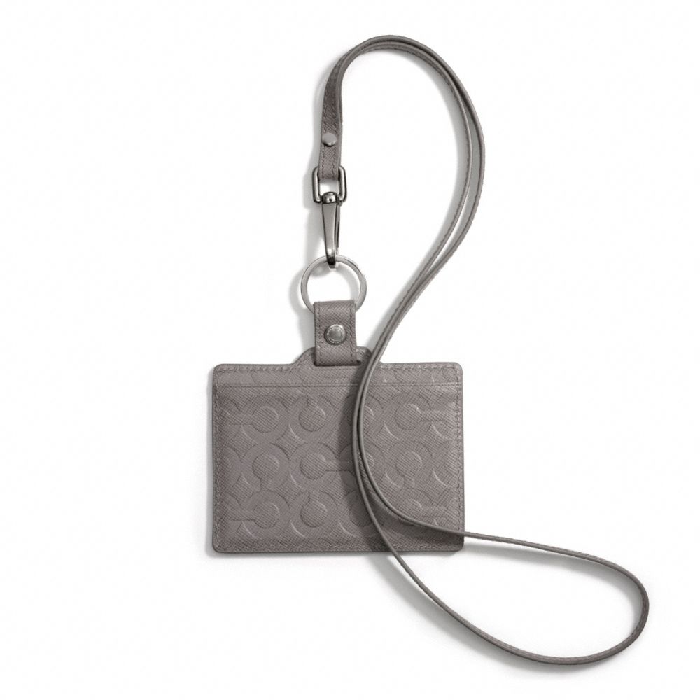 OP ART EMBOSSED LEATHER LANYARD ID CARD CASE - f60644 - F60644GRY