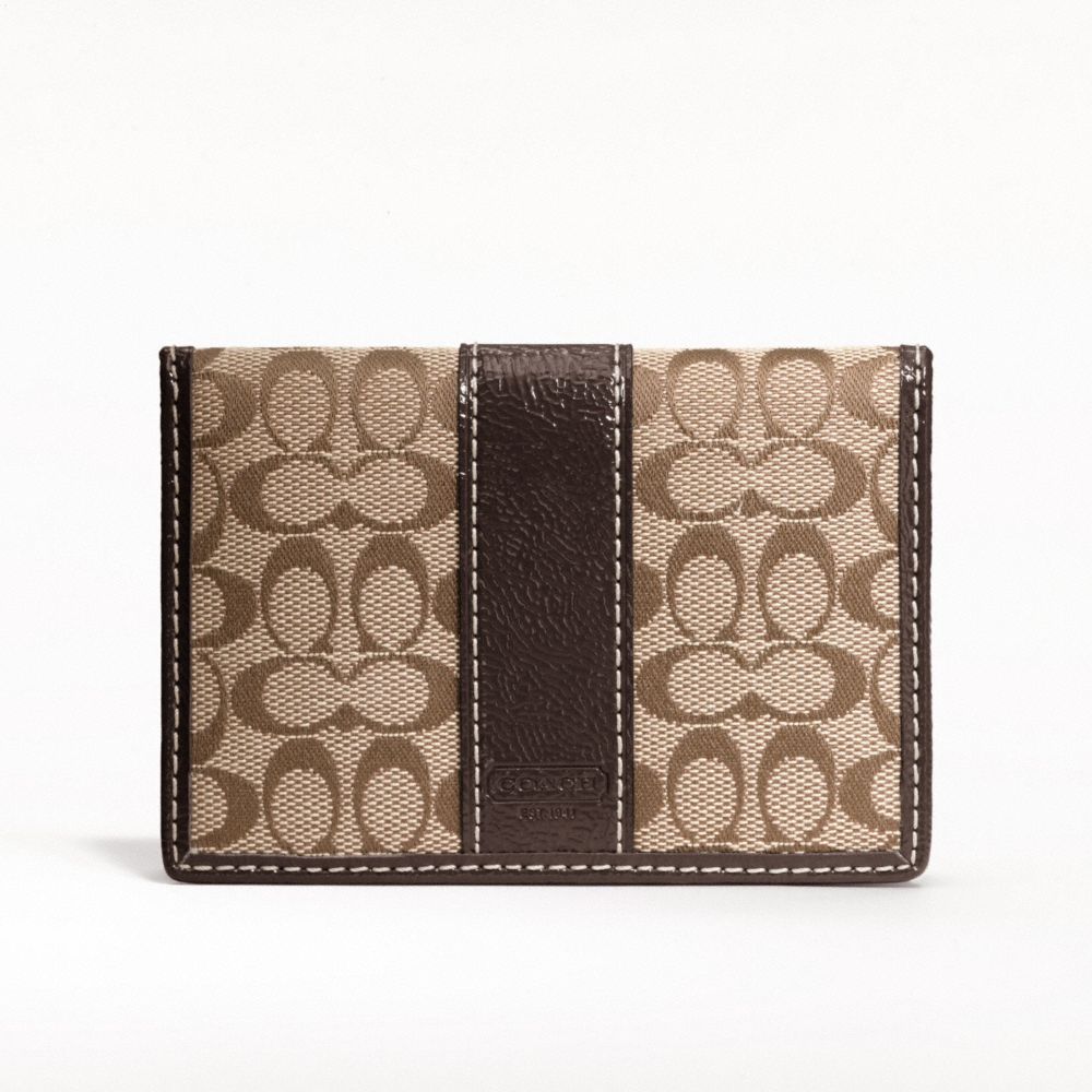 SIGNATURE CARD CASE - f61124 - SILVER/KHAKI/MAHOGANY