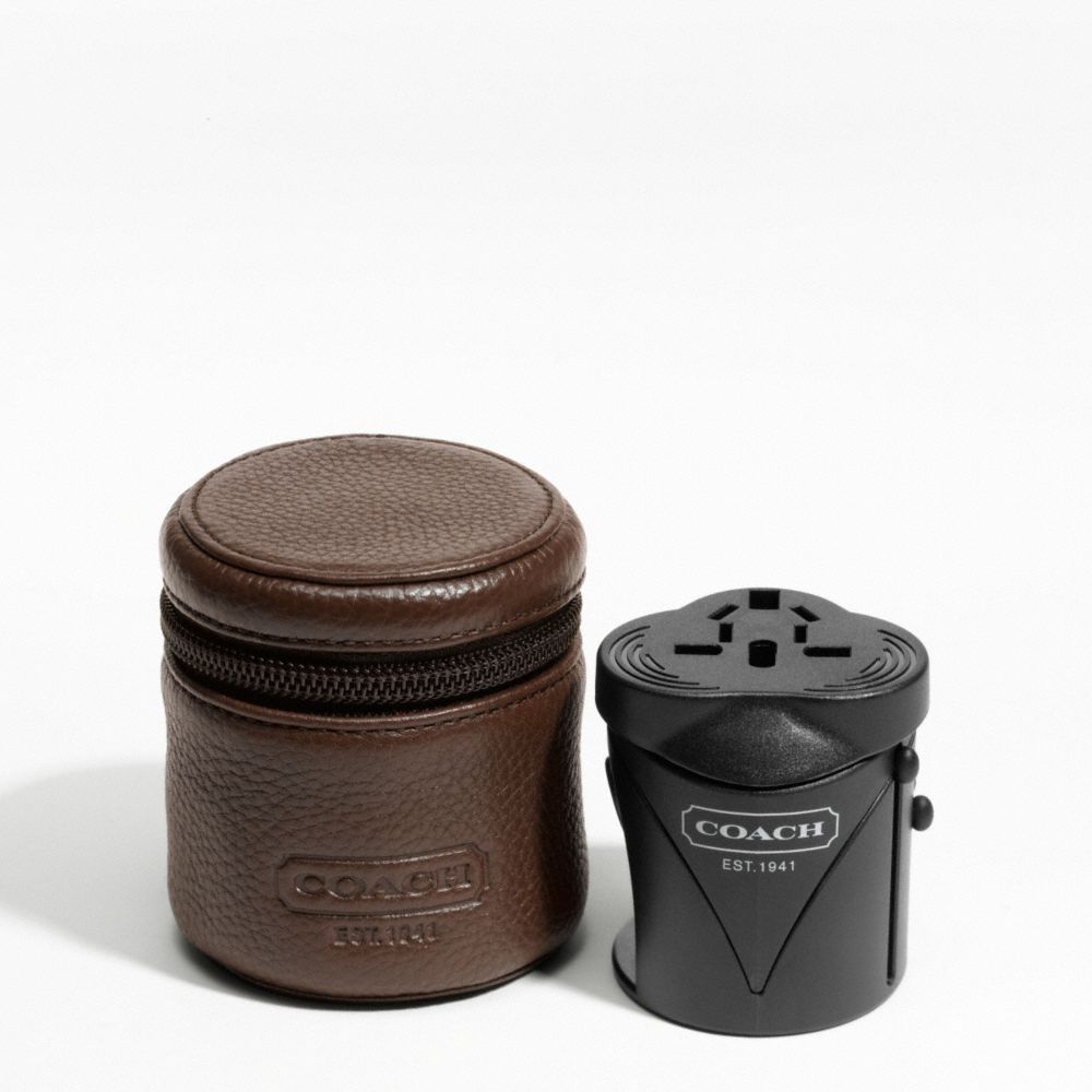 TRAVEL ADAPTOR - f61186 - SILVER/MAHOGANY