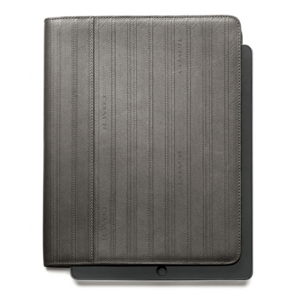 COACH F61221 Bleecker Embossed Ticking Stripe Tablet Case 