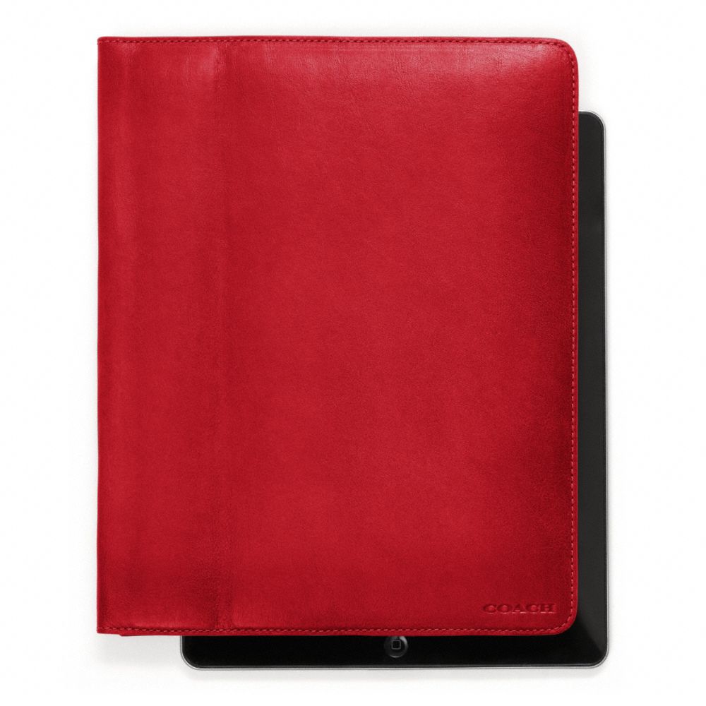 COACH BLEECKER LEATHER TABLET CASE - CHILI - F61223