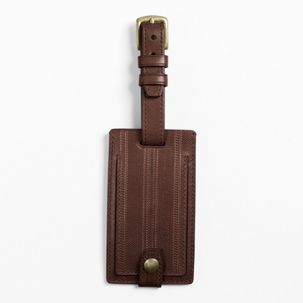 BLEECKER EMBOSSED TICKING STRIPE LUGGAGE TAG COACH F61236