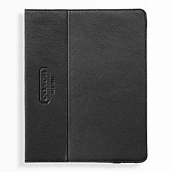 HERITAGE WEB LEATHER TABLET CASE - SILVER/BLACK - COACH F61309