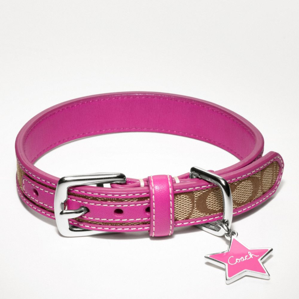 COACH f61354 SIGNATURE COLLAR WITH STAR CHARM SILVER/KHAKI/PINK