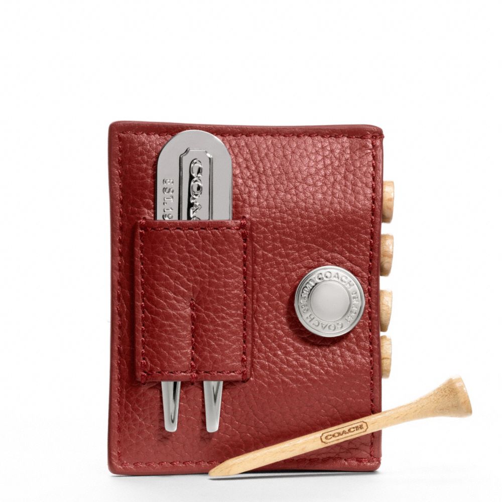 LEATHER GOLF TEE SET - f61437 - RED