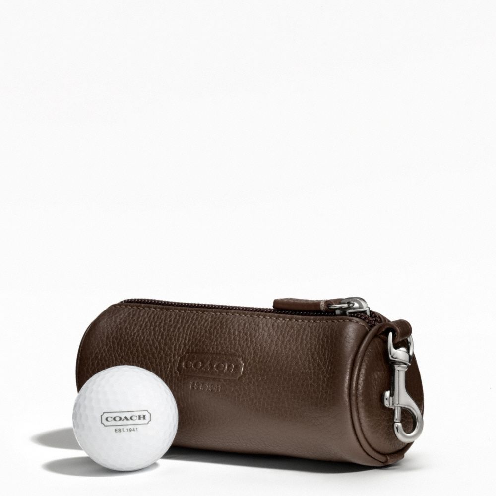 COACH f61440 LEATHER GOLF BALL SET SILVER/MAHOGANY