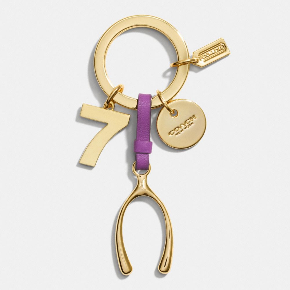 COACH f61502 LUCKY MIX KEY RING  GOLD/PURPLE