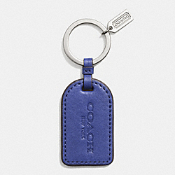 COACH F61506 Saffiano Leather Tag Key Ring SILVER/LACQUER BLUE