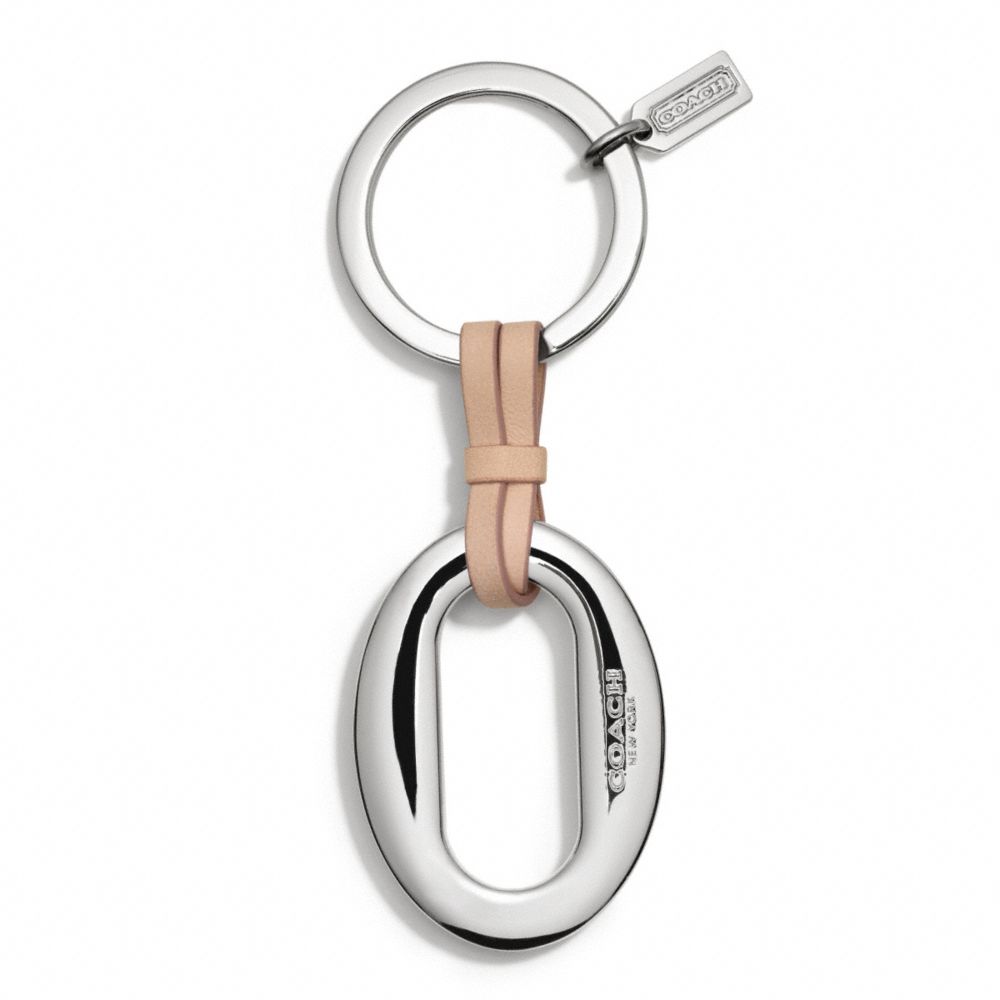 COACH OVAL LINK CHARM KEY CHAIN - SILVER/VACHETTA - f61620