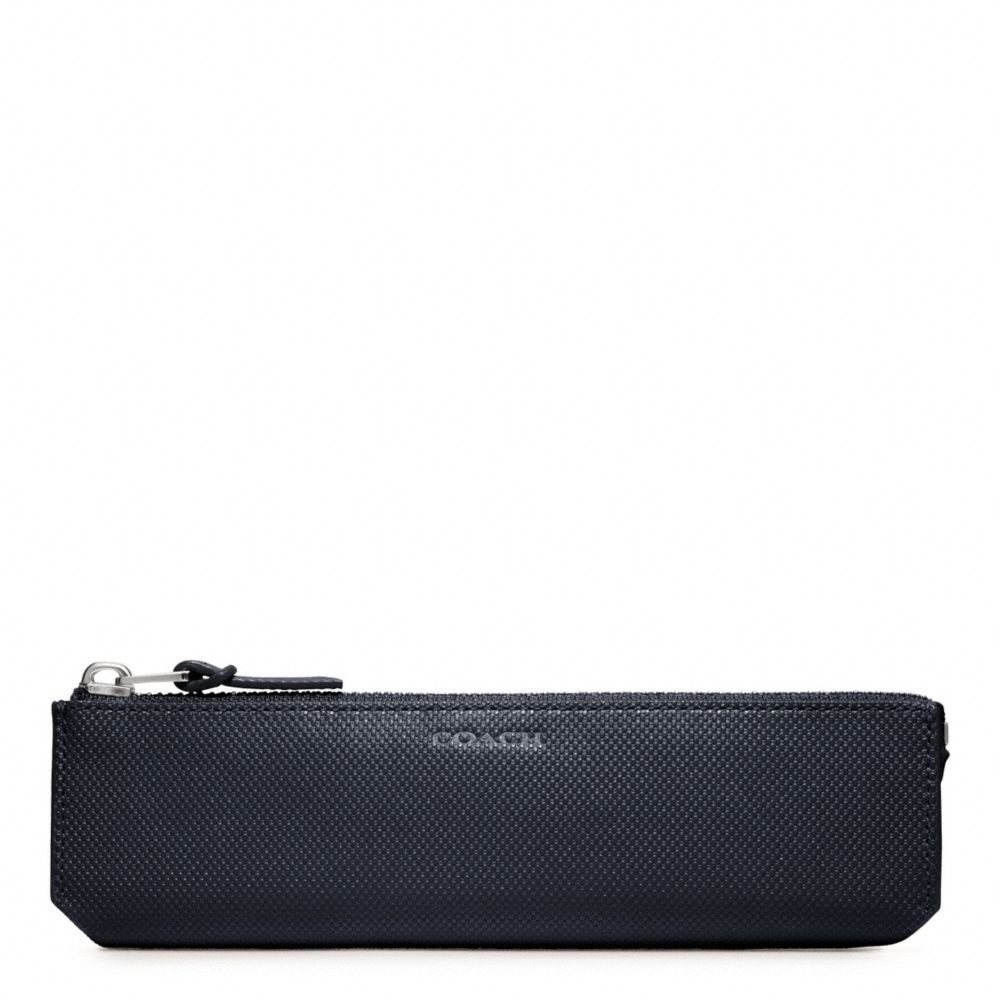 COACH BLEECKER EMBOSSED TEXTURED LEATHER PENCIL CASE - NAVY - F61677