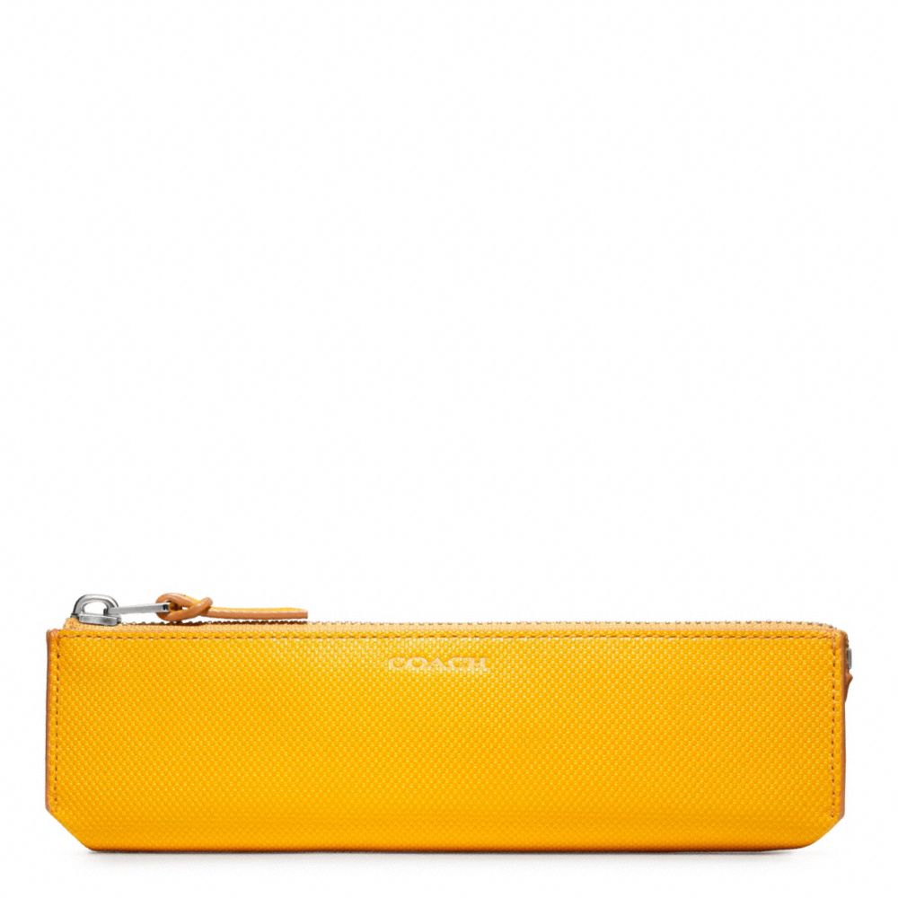 BLEECKER EMBOSSED TEXTURED LEATHER PENCIL CASE - f61677 - HARVEST YELLOW