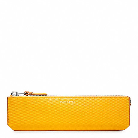 COACH F61677 BLEECKER EMBOSSED TEXTURED LEATHER PENCIL CASE HARVEST-YELLOW