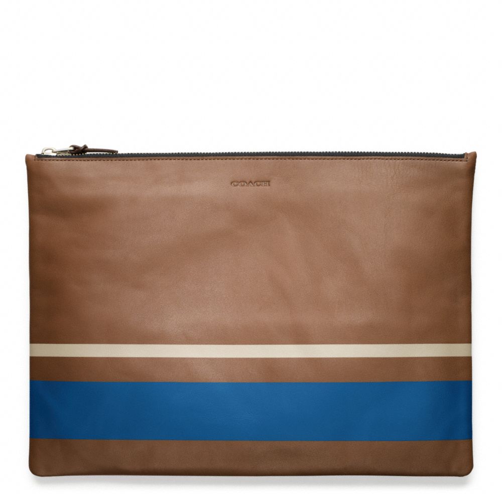 COACH f61683 BLEECKER PAINTED STRIPE LEATHER LARGE ZIP PORTFOLIO 