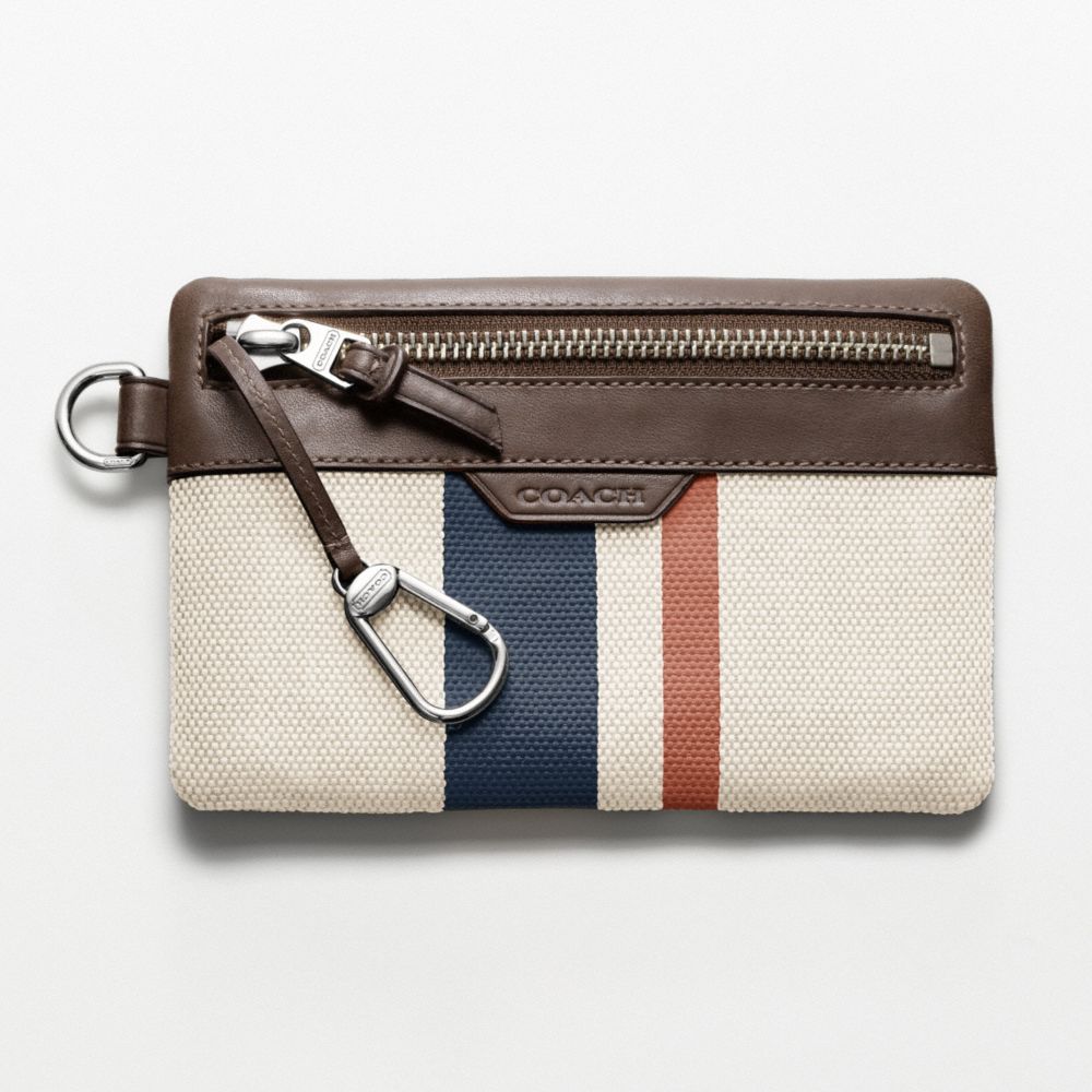 COACH F61687 BLEECKER STRIPED CANVAS KEYCASE ENVELOPE ONE-COLOR