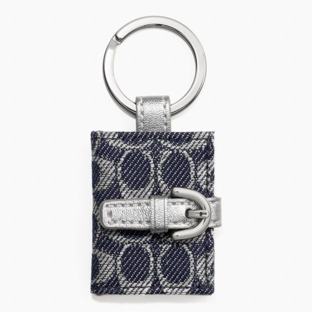 SIGNATURE PICTURE FRAME KEY RING - f61848 - SILVER/DENIM/SILVER